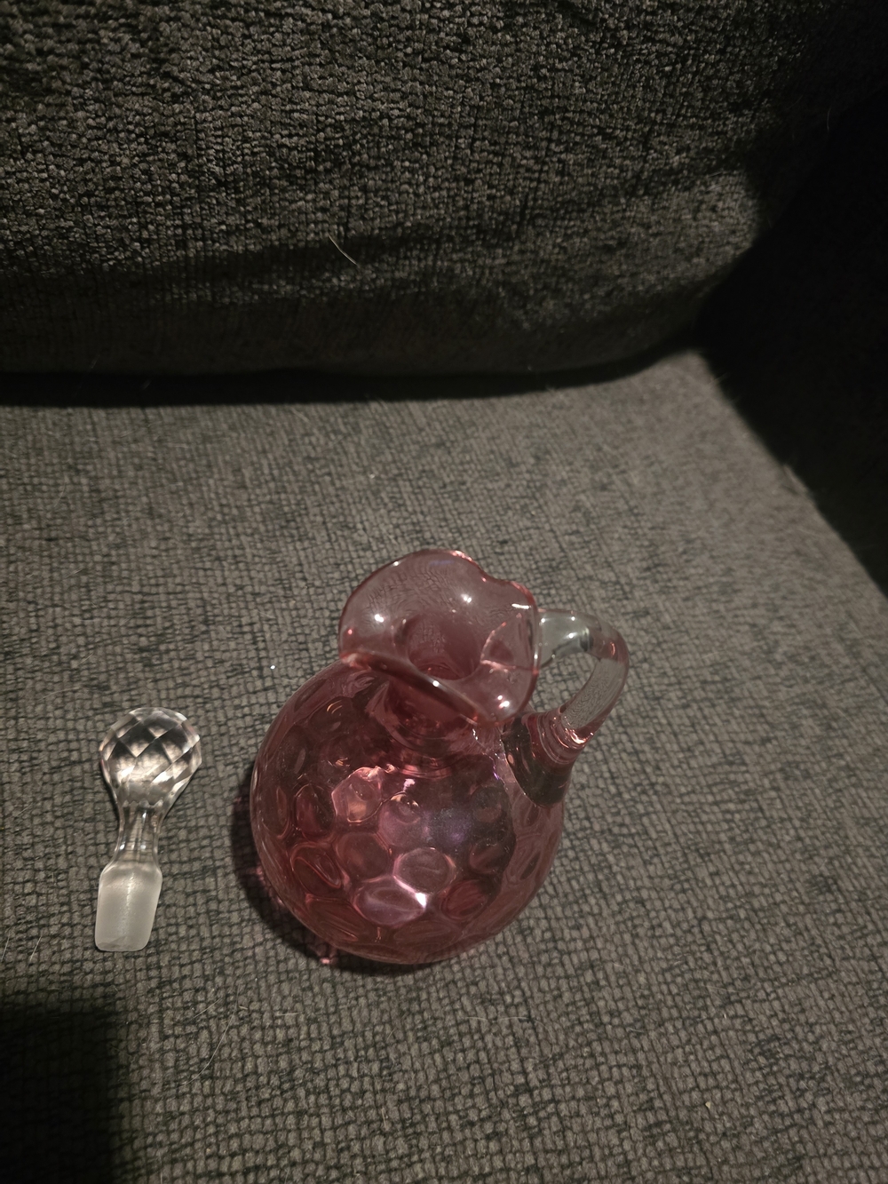 Fenton | Cranberry Coin Dot Glass Cruet - Picture 3 of 4
